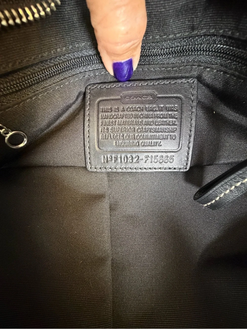COACH | Vintage ‘Hampton’ Signature Monogram Black & Gray Bag Leather Trim - Picture 13 of 15